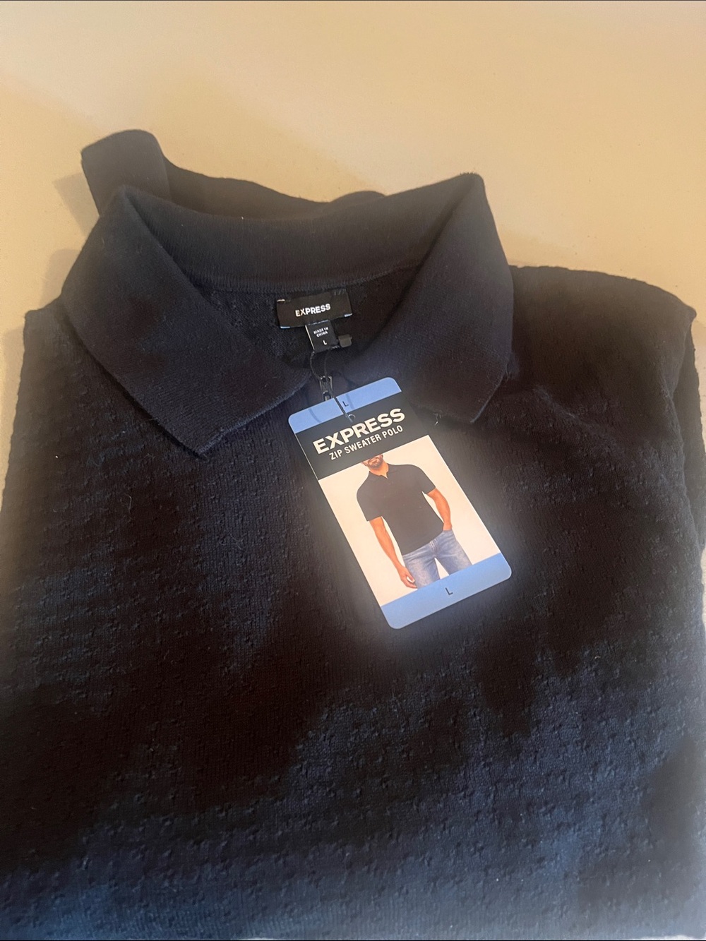 Express Men’s Black V-Neck Zip Sweater Polo